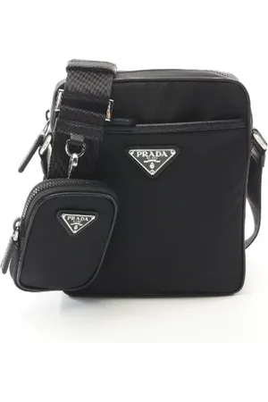 Prada Pre-owned, Herre, Sort, ONE SIZE, Uld, Pre-owned Canvas crossbody-tasker