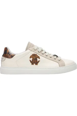 Roberto Cavalli Sko, Herre, , 42 EU, Læder, Python Back Low-Top Sneakers
