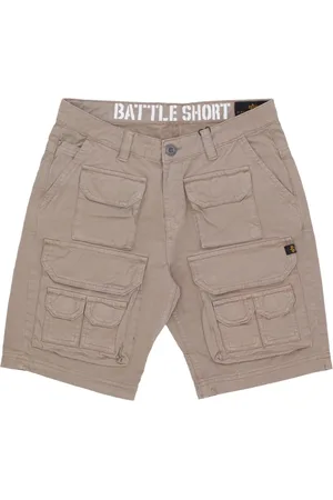 Alpha Industries Shorts, Herre, Grå, W28, Bomuld, Vintage Cargo Shorts med knaplukning