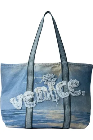 ERL Taske, Herre, Blå, ONE SIZE, Bomuld, Storm Print Tote Taske med Logo