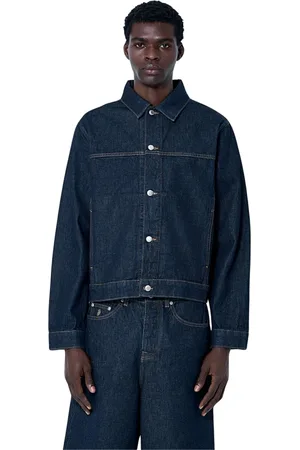 STUSSY Jakke, Herre, Blå, 2XL, Denim, Denim Trucker Jakke med Logo Motif
