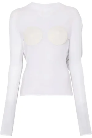 Jean Paul Gaultier Top, Dame, Hvid, S, Top med åben ryg og kopdetalje