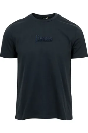 HERNO Top, Herre, Blå, 2XL, Bomuld, Blå Bomuld Rund Hals T-shirt
