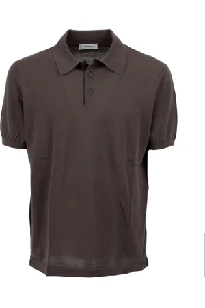 KANGRA CASHMERE Top, Herre, Brun, S, Rasata Polo Shirt Kortærmet Mænd