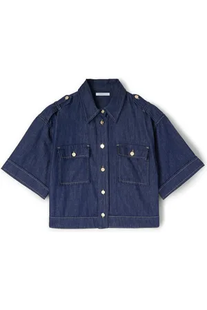 Motivi Bluser & Skjorter, Dame, Blå, L, Bomuld, Boxy Jeans Skjorte