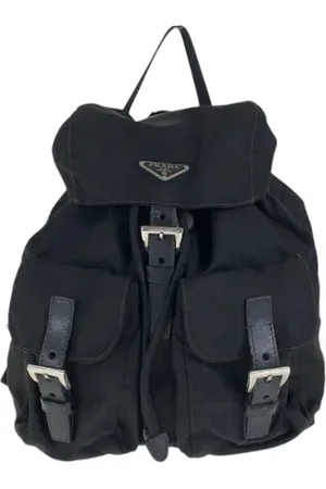 Prada Pre-owned, Dame, Sort, ONE SIZE, Uld, Pre-owned Canvas rygsaekke