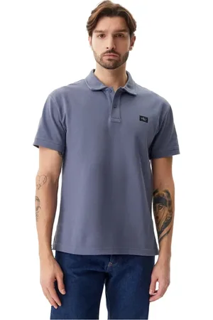 Calvin Klein Top, Herre, Grå, L, Bomuld, Grå Polo T-shirt med korte ærmer Regular Fit