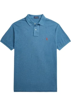Ralph Lauren Top, Herre, Blå, L, Bomuld, Tilpasset Slim Fit Kortærmet Polo