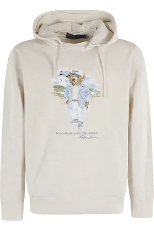 Ralph Lauren Sweathshirts & Hoodies, Herre, Brun, L, Bomuld, Bjørn Print Hættetrøje