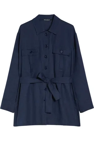pennyblack Bluser & Skjorter, Dame, Blå, 2XL, Linned, Oversize Linnedskjorte Frisco Stil
