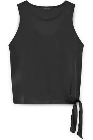 Fiorella rubino Top, Dame, Sort, 3XL, Satin, Top i satin med knude