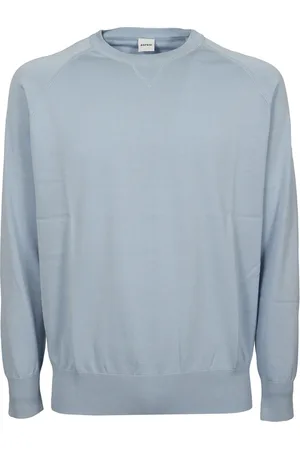 Aspesi Strik, Herre, Blå, XL, Bomuld, Blå Crew Neck Skjorte