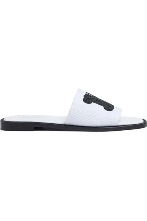 Max Mara Sko, Dame, Hvid, 37 EU, Bomuld, Hvide sandaler af bomuld og læder