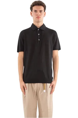 Daniele Fiesoli Top, Herre, Sort, XL, Silk Linen Polo Shirt