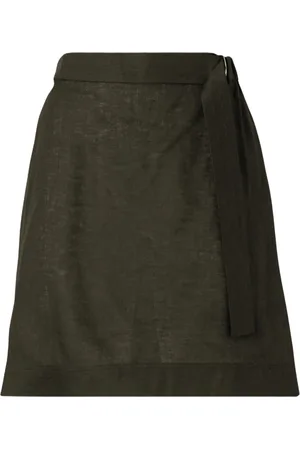 Max Mara Nederdel, Dame, Grøn, M, Linned, Grøn Linned Mini Nederdel med Snøre