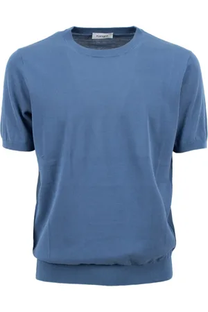 KANGRA CASHMERE Strik, Herre, Blå, 3XL, Uld, Rund Hals Kortærmet T-shirt