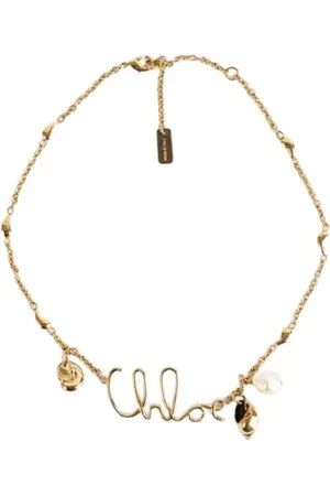 Chloé Tilbehør, Dame, Gul, ONE SIZE, Uld, Skal Charms Halskæde Vintage Guldbelagt