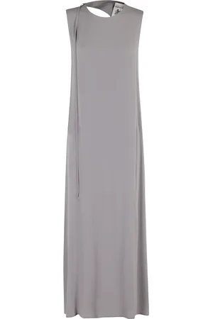 SEMICOUTURE Kjole, Dame, Grå, S, Uld, Grå Crepe de Chine Kjole
