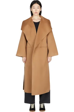 Totême Frakke, Dame, Brun, M, Uld, Uld-Kashmir Blend Shawl Coat