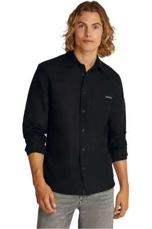 Calvin Klein Skjorte, Herre, Sort, 2XL, Bomuld, Sort langærmet skjorte lige pasform