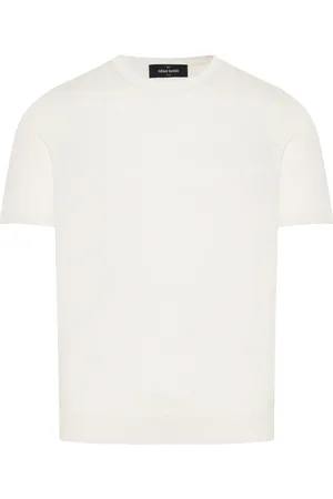 Gran Sasso Top, Herre, Hvid, M, Silkeknit T-shirt lavet i Italien