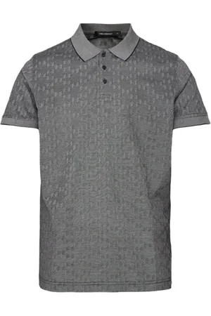 Karl Lagerfeld Top, Herre, Grå, L, Bomuld, Mørkegrå polo shirt med monogrammønster