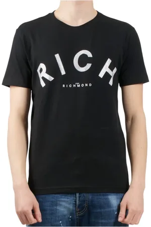 John Richmond Top, Herre, Sort, XL, Bomuld, Logo Print Kortærmet T-shirt