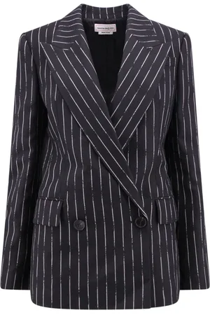 Alexander McQueen Jakke, Dame, Sort, S, Uld, Sort Uld Dobbelt-Breasted Blazer