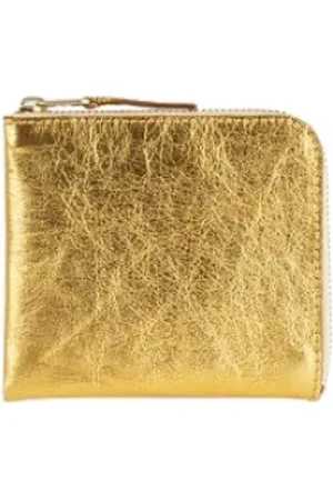 Comme des Garçons Tilbehør, Dame, Gul, ONE SIZE, Uld, Guld Læder Lynlås Pung