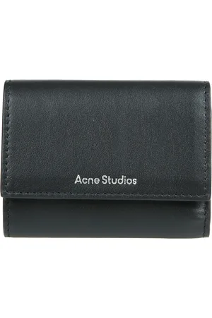 Acne Studios Tilbehør, Dame, Sort, ONE SIZE, Læder, Trifold Læderpung med Møntlomme