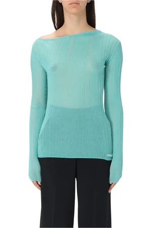 Pinko Strik, Dame, Blå, XS, Gennemsigtig Crepe Top Vallelunga Stil