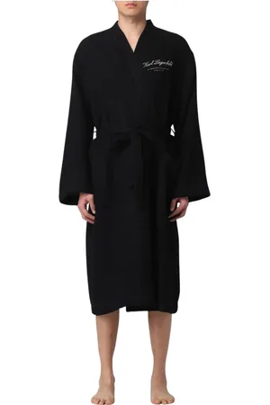 Karl Lagerfeld Nightwear & Lounge, Herre, Sort, L, Uld, Vaffelstrik badekåbe
