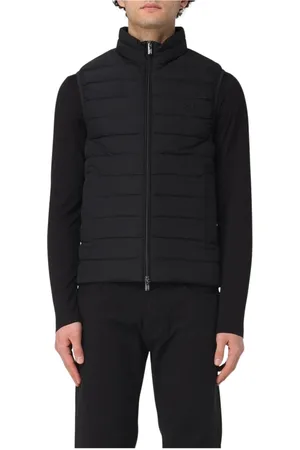 Emporio Armani Jakke, Herre, Sort, XL, Blå Quiltet Høj Hals Lynlås Jakke