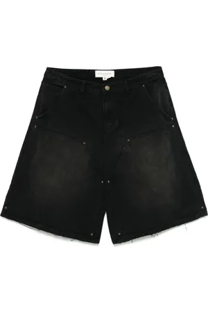 Untitled Artworks Shorts, Herre, Sort, L, Denim, Sorte Shorts med Lynlås og Knapper