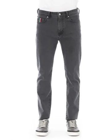 BALDININI Jeans, Herre, Grå, W36, Mænds Regular Jeans med Logo Knap
