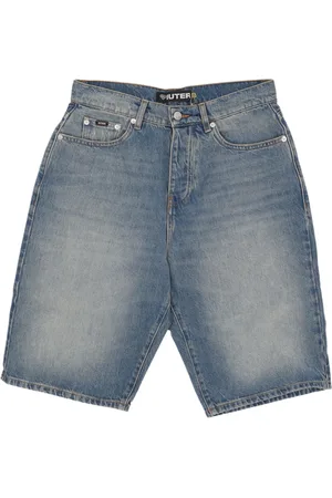 IUTER Shorts, Herre, Blå, W32, Denim, Baggy Denim Shorts med knaplukning