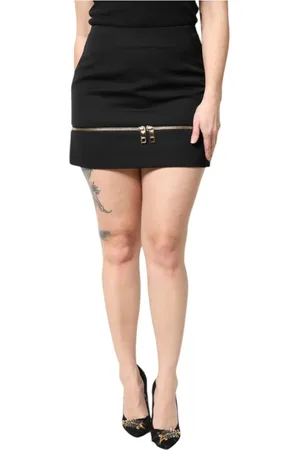 Dolce & Gabbana Nederdel, Dame, Sort, 2XS, Uld, Luksus Uld Mini Nederdel med Silke