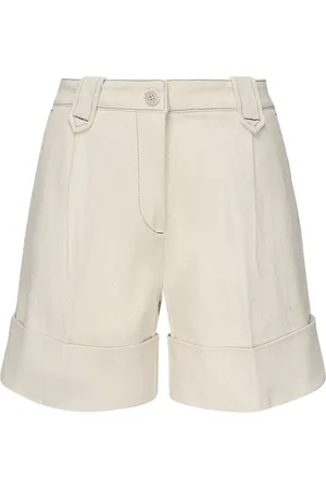 FAY Shorts, Dame, , W25, Højtaljede Cream Shorts med bredt ben