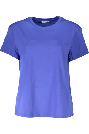 Patrizia Pepe Top, Dame, Blå, M, Bomuld, Blå T-shirt med kort ærme og logo