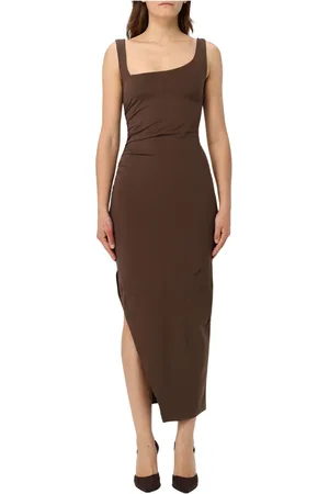 Patrizia Pepe Kjole, Dame, Brun, M, Elegant Sort Kjole med Blonde Detaljer