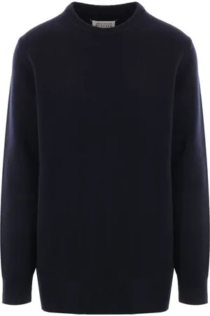 Maison Margiela Strik, Herre, Blå, M, Uld, Blå striktrøje med logo detalje