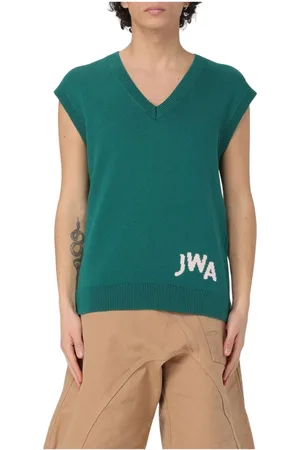 J.W.Anderson Strik, Herre, Grøn, M, Bomuld, Pink Suit Vest Cotton Sweater