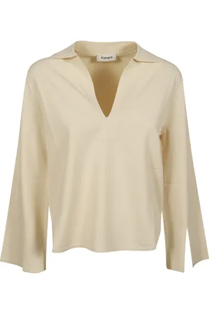 KANGRA CASHMERE Bluser & Skjorter, Dame, Hvid, XS, Polyester, Hvid Viskose Langærmet Polo