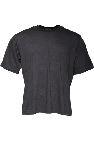 Dolce & Gabbana Top, Dame, Grå, L, Bomuld, Mørkegrå Crew Neck T-shirt
