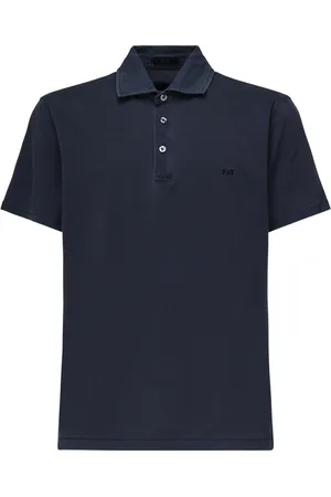 FAY Top, Herre, Blå, S, Blå Jersey Polo Skjorte Broderet Logo