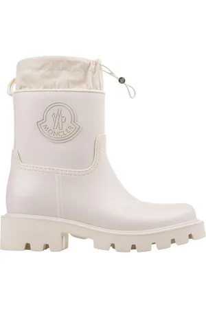 Moncler Sko, Dame, Hvid, 35 EU, Nylon, Hvide flade ankelstøvler Chunky ydersål