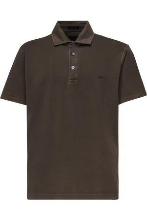FAY Top, Herre, Brun, M, Jersey Polo Shirt med Broderet Logo