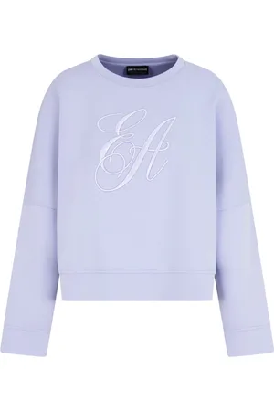 Emporio Armani Sweathshirts & Hoodies, Dame, Lilla, L, Bomuld, Monogram Strik Trøje