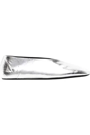 Jil Sander Sko, Dame, Grå, 37 1/2 EU, Læder, Sølv Metallic Ballerina Flats