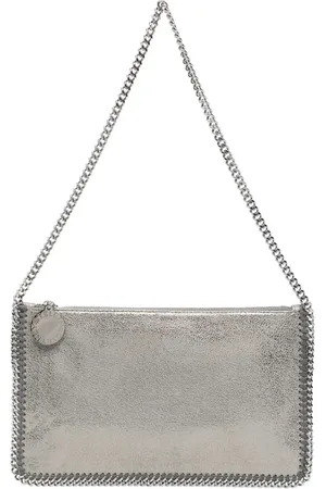 Stella McCartney Taske, Dame, Grå, ONE SIZE, Uld, Antracitgrå Kæde-Link Skuldertaske
